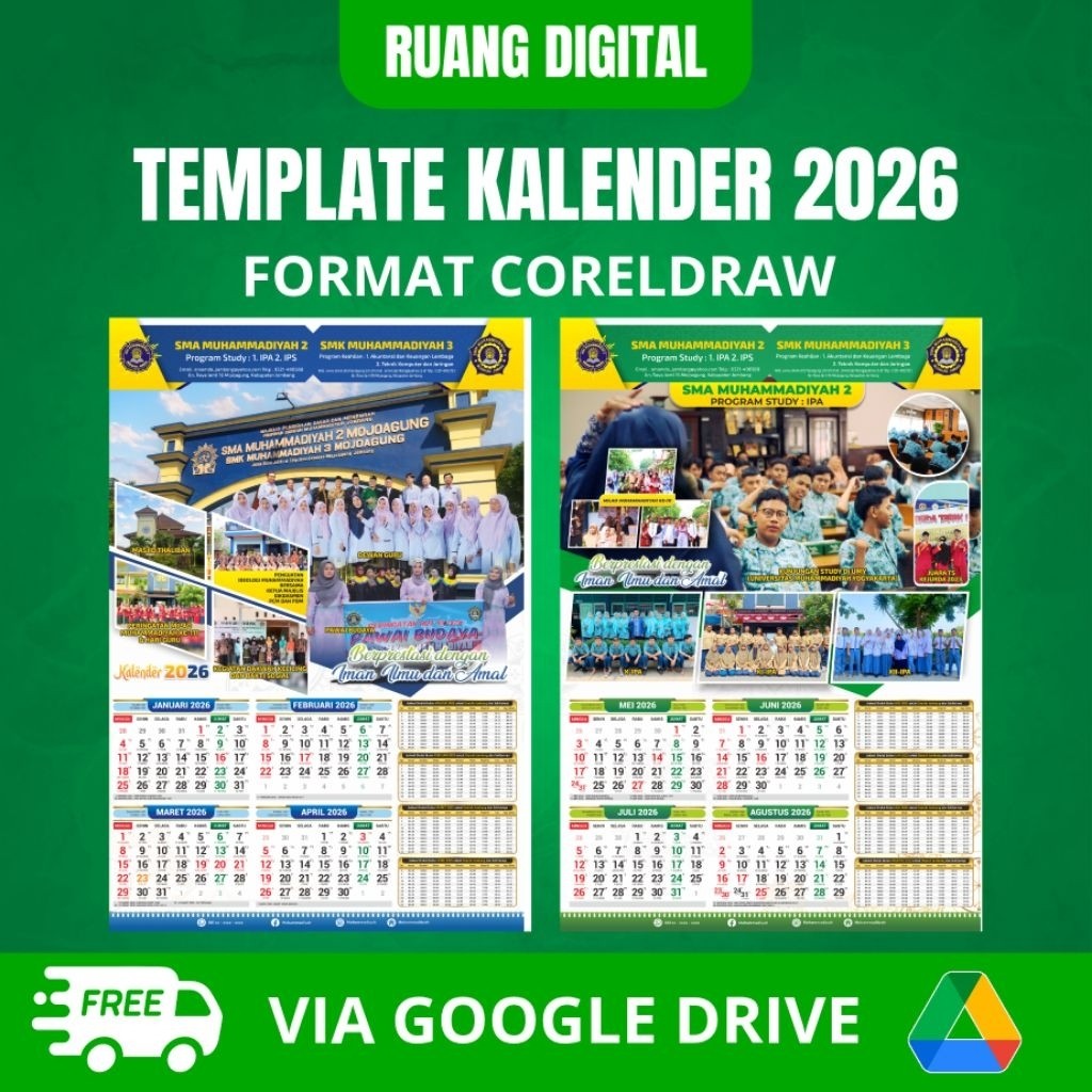 Template Kalender 2026 Format CDR ( 4 Bulanan ) Lengkap Jawa Hijriyah