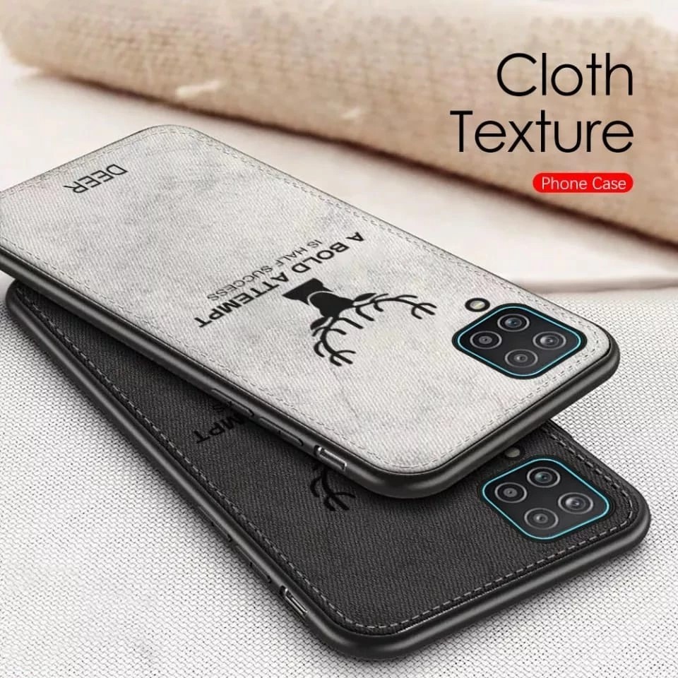 Case Deer Samsung A22 4G 2021 Softcase Cloth Texture Jeans Canvas Back Cover Kepala Rusa