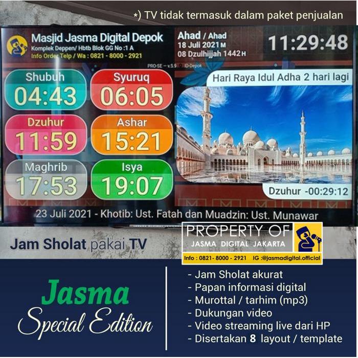 HomeDream Jasma Versi Spesial Edition Jam Jadwal waktu Sholat Masjid TV LED