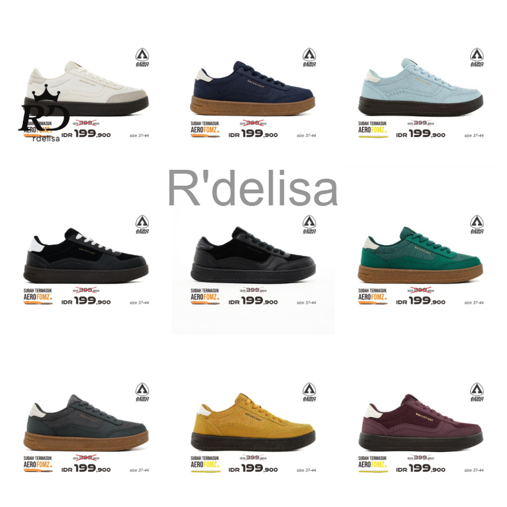 Sepatu Sneakers Casual Pria Wanita - Aerostreet Austin Putih Abu Muda / Austin Hitam Putih / Austin 