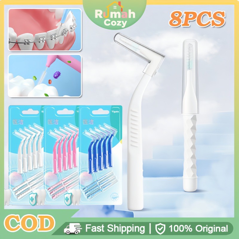 8PCS Dental Interdental Brush L/I Shape Sikat Sela Gigi Dan Behel Gum Orthodontic Brush 0.4/0.6/1mm
