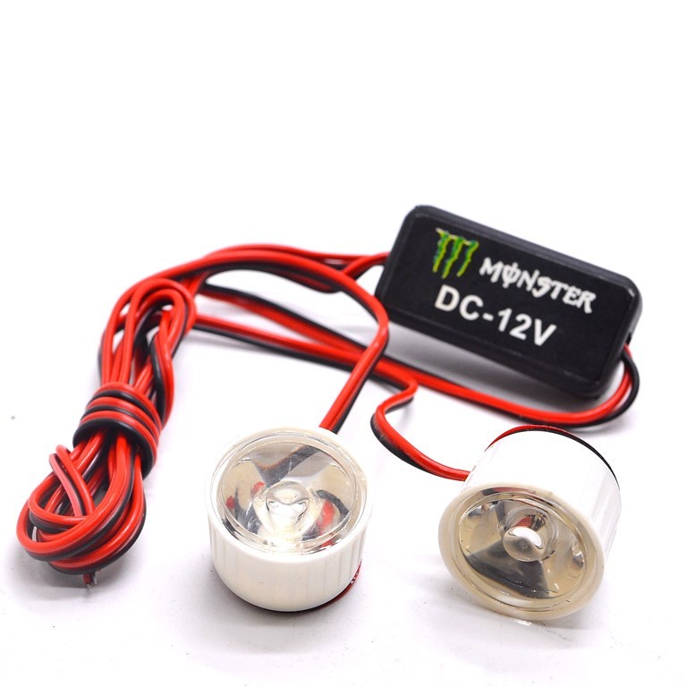 LED ELANG BODY PUTIH STROBO SET 2 PC 2 MODE BIRU modul flash kedip lampu kota sein sen denja rem kol