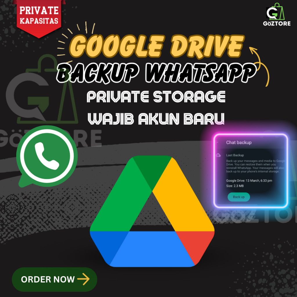 Google Drive Backup Chat WA Whatsapp Unlimited Max 300GB 500GB 1TB 2TB PRIVATE KAPASITAS Lifetime