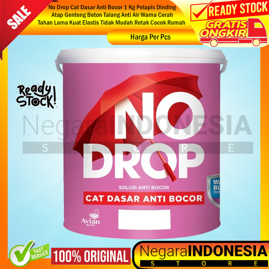 No Drop Cat Dasar Anti Bocor 1 Kg Pelapis Dinding Atap Genteng Beton Talang Anti Air Warna Cerah Tah