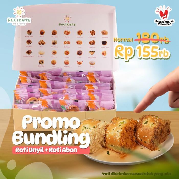 PROMO BUNDLING ROTI ABON + DELICUTE BUN/ROTI UNYIL (DIKIRIM RANDOM) Frozen Maryam