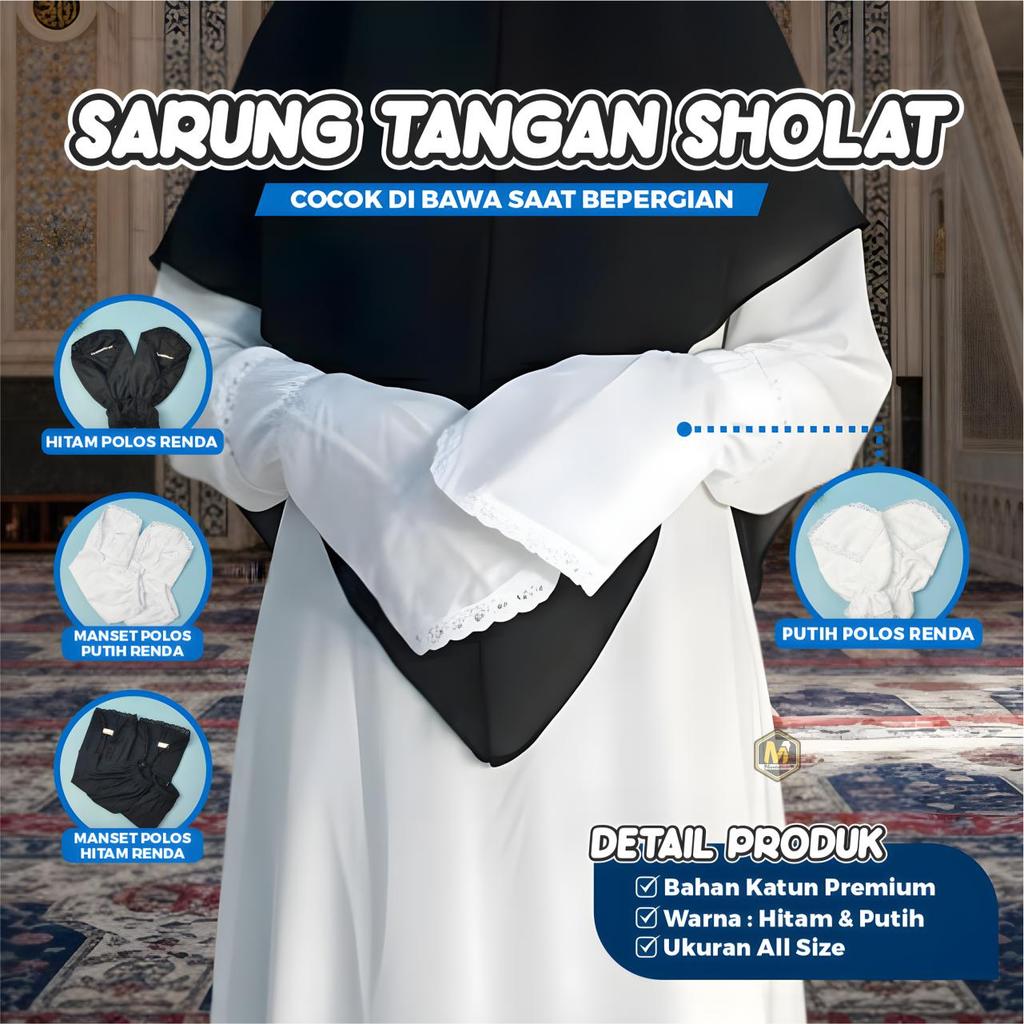 MUMTAZINDO - Sarung Tangan Ihrom / Sarung Tangan Sholat Wanita Bahan Katun Premium / Sarung Tangan P
