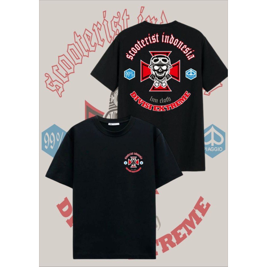 Kaos Baju Vespa Divisi Extreme Unisex Pria Wanita