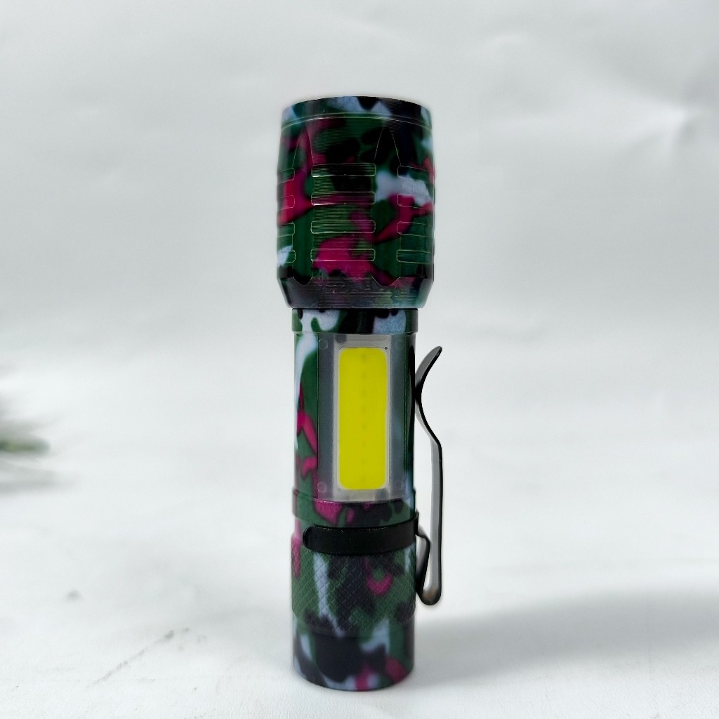 Senter Mini Led Zoom Mitsuyama MS-1233 Army Zoom - Jarak Jauh - With Cob - Bahan Aluminium - Recharg