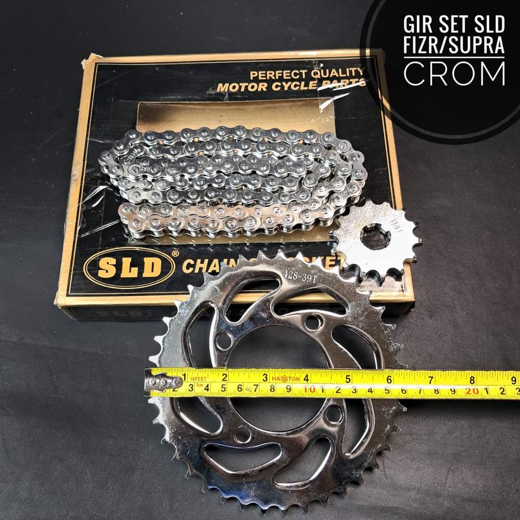 Gir set SLD krom SupraX110 fIZR  gir depan belakang rantai