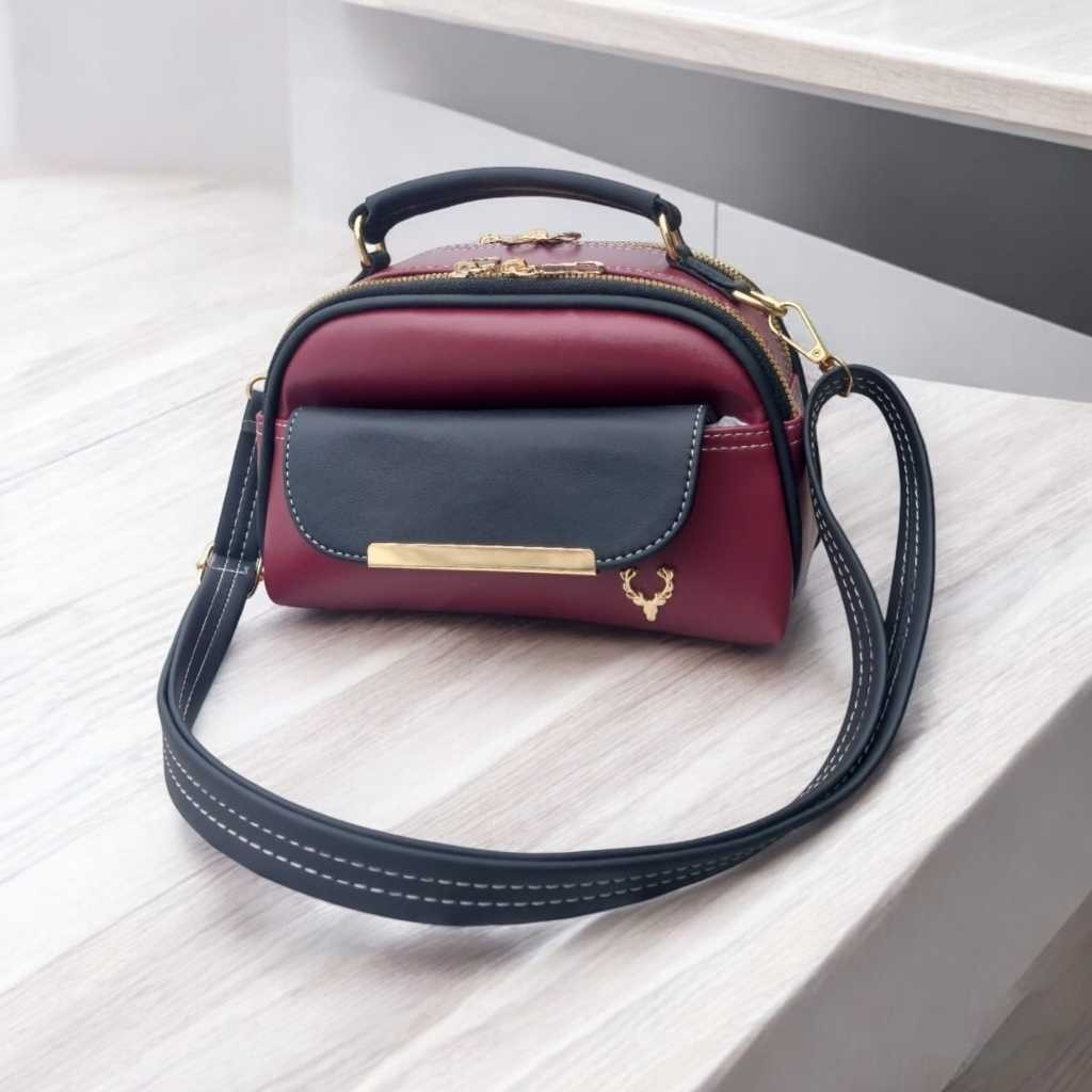 [Kaleido] Tas 2 Ruang Resleting Kulit Sintetis – Fashion Korea Stylish Muat HP & Dompet