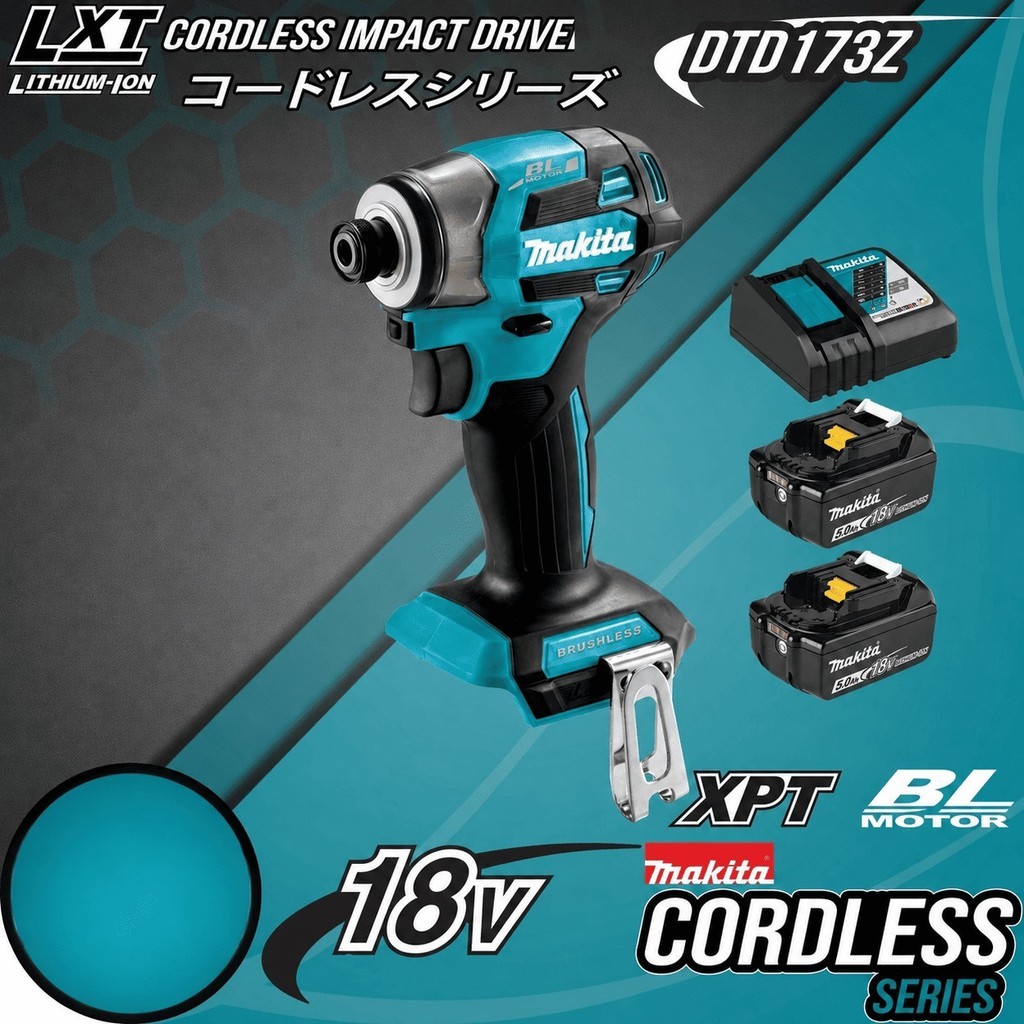 Makita Mesin Bor Obeng Baterai Makita DTD173 Z Cordless Impact Driver DTD173Z DTD 173 18V Set 5AH - 