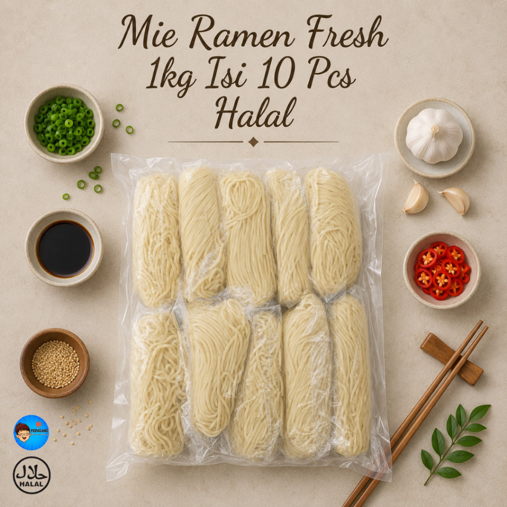 [HRC] Mie Ramen Fresh 1Kg Isi 10 Pcs Halal / Mi Ramen Segar / Fresh Ramen Noodle / Mie Jepang Kenyal
