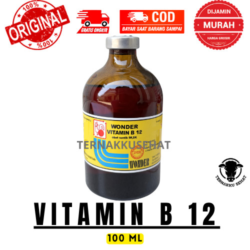 Wonder Vitamin B12 100 ML - Vitamin B12 Anemia & Gangguan Pertumbuhan Hewan Ternak Wonder