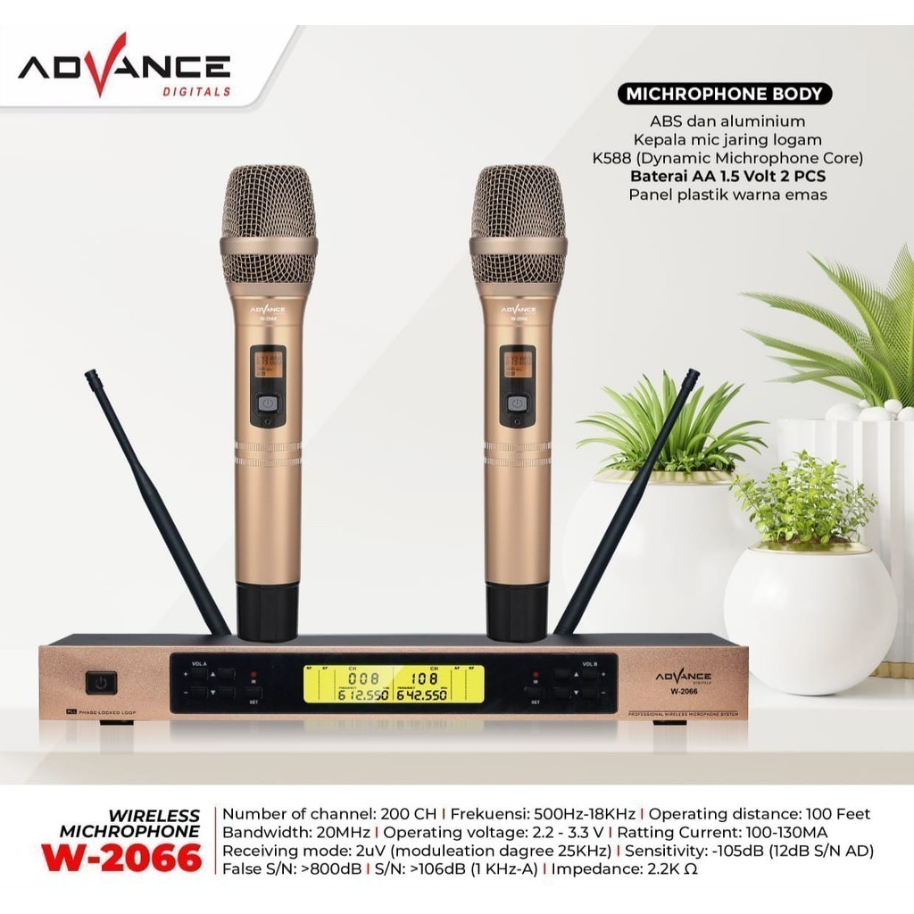 Mic Wireless Advance MIC Karoke W - 2066 / Mic W 2066