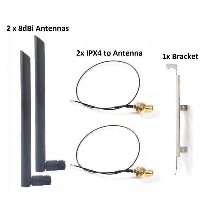 Set Antena Bracket Pigtail untuk Network Card PC IPX4 NGFF Full Width Antenna Full Set - Full PC Set