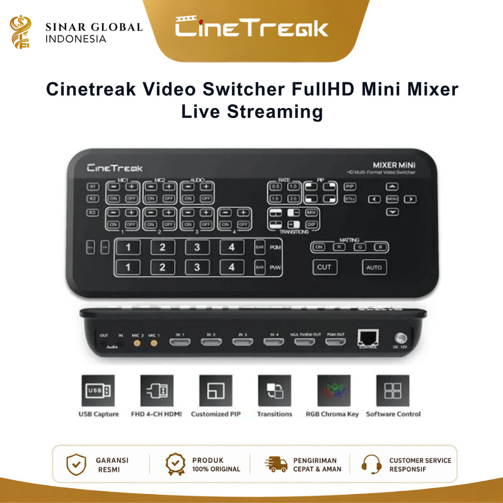 Video Switcher Cinetreak FullHD Mini Mixer Live Streaming