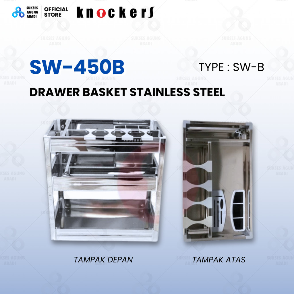 KNOCKERS Drawer Basket SW 450B - Rak Piring Laci Tarik Dapur Stainless Steel 304 Knockers SW-450B