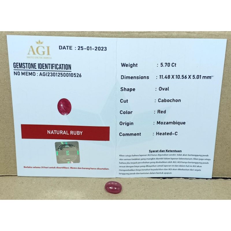 NEW BATU RUBY 'PIGEON' ASLI NATURAL BERSERTIFIKAT