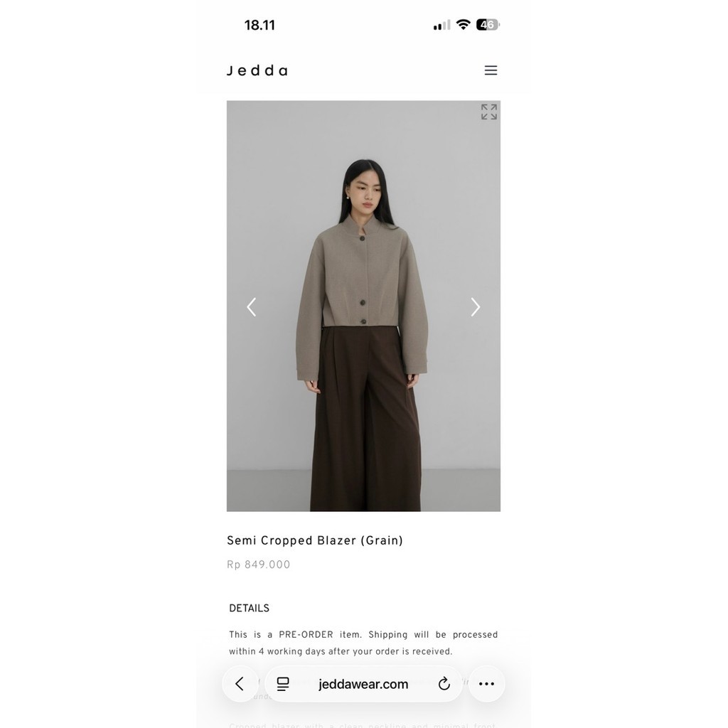 New Jedda semi cropped blazer