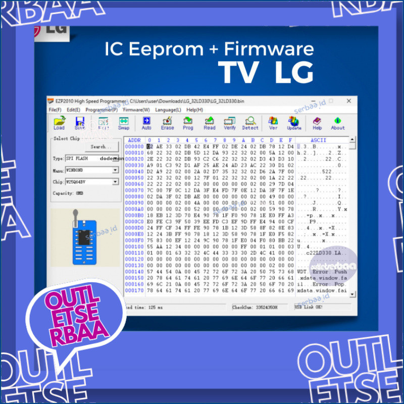 IC Eeprom plus Firmware TV LG Siap Pakai