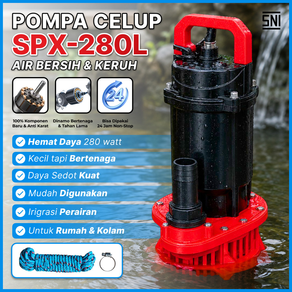 PAWAPOM Pompa Celup Air Bersih SPX-280L/SPX-370L/SPX-370S 280W 370W – Pompa Kolam, Toren, Akuarium, 