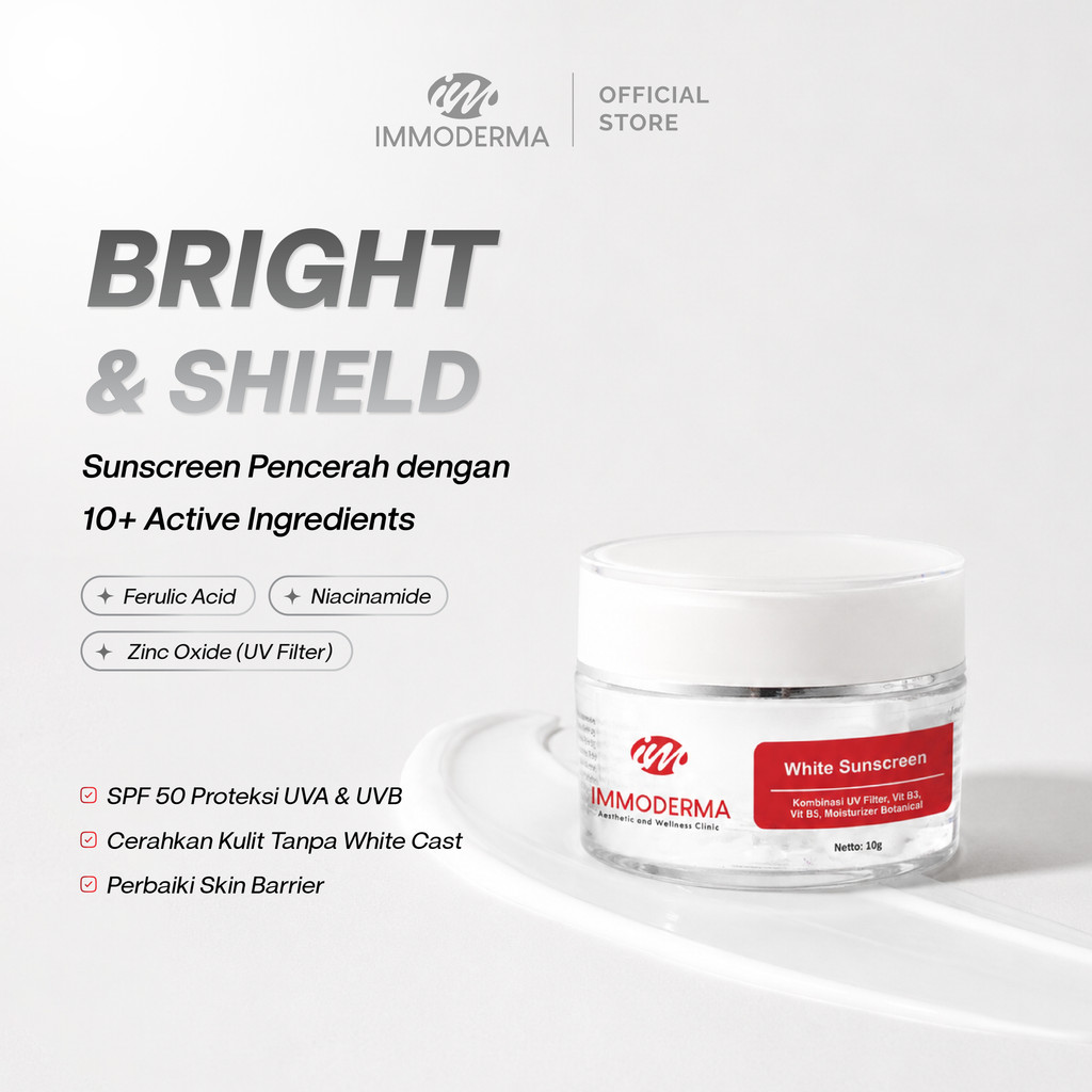 IMMODERMA White Sunscreen SPF 50 PA+++ | Sunscreen SPF 50 Niacinamide Zinc Oxide 10g
