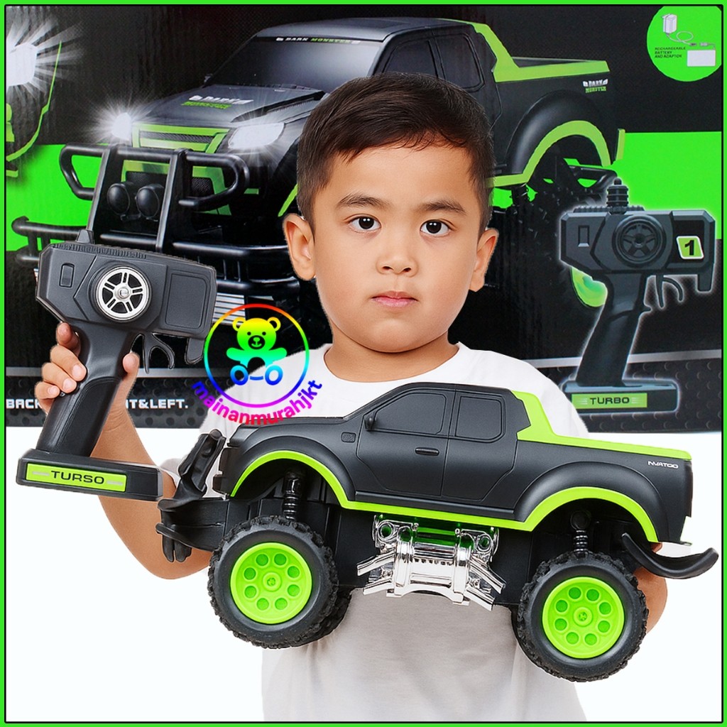 SEJAHTERATOYS MAINAN ANAK MOBIL REMOTE CONTROL JEEP OFFROAD 2.4 GHZ RC DARK MONSTER TURBO 1:10 PR-17