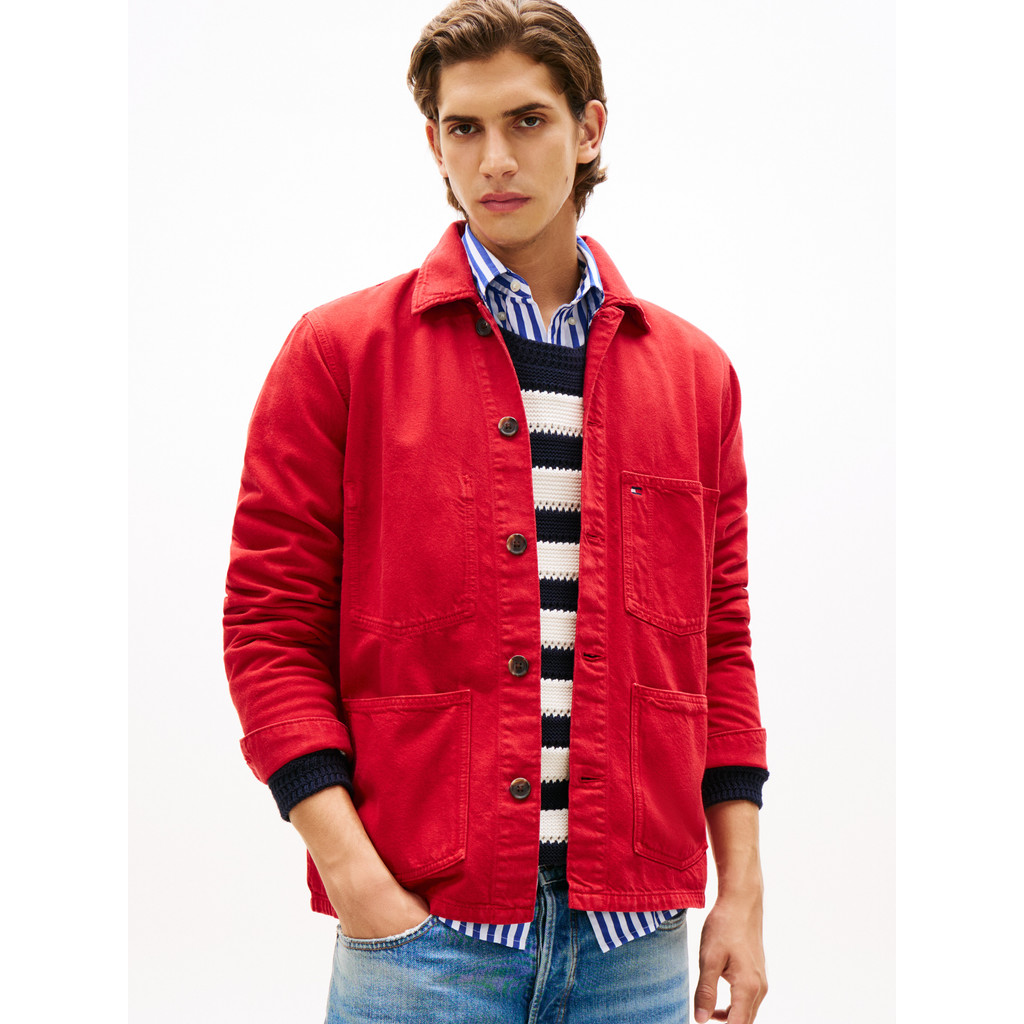 Tommy Hilfiger - Washed Flag Embroidery Denim Chore Jacket