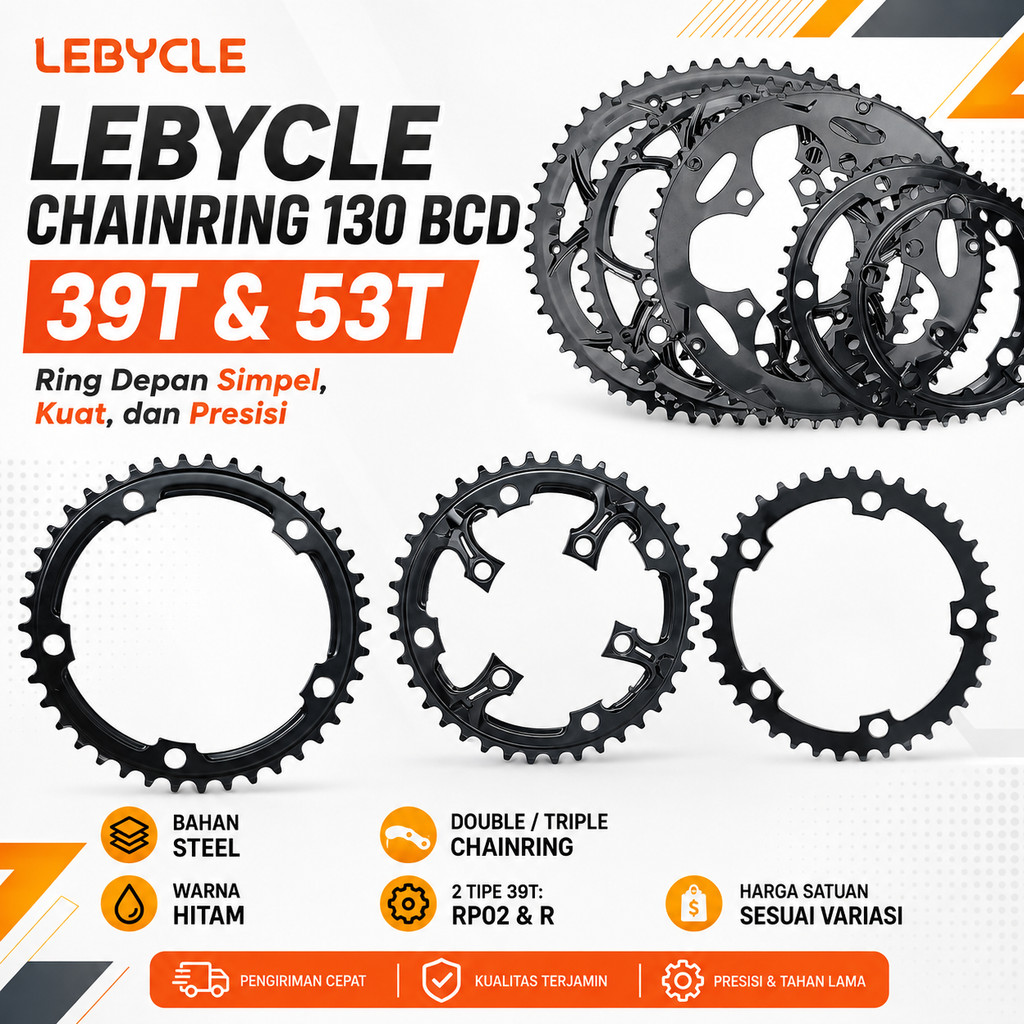 Chainring Lebycle Double Triple 130 50T 53T BCD 39T Non Narrow Wide Chainring 130 Steel