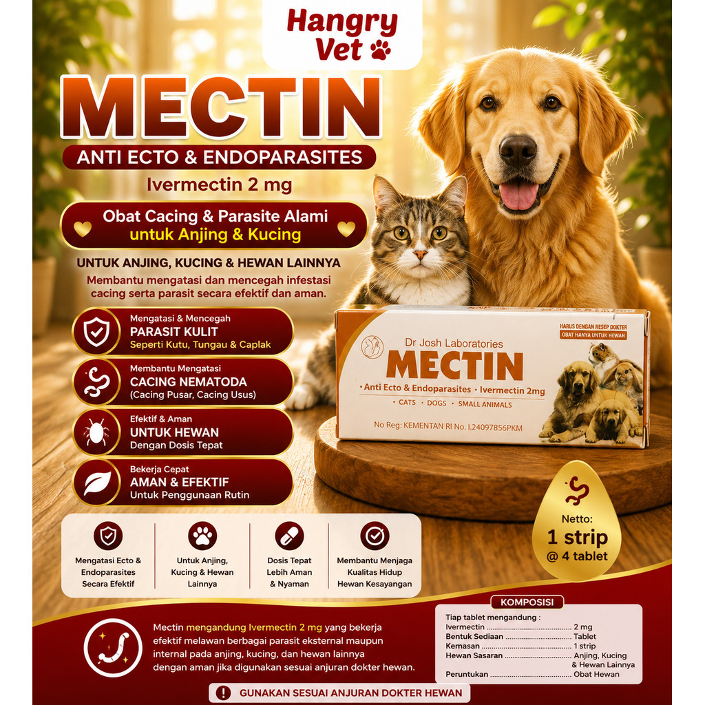 MECTIN Ivermectin 2 mg untuk Hewan Anti Ecto & Endoparasit