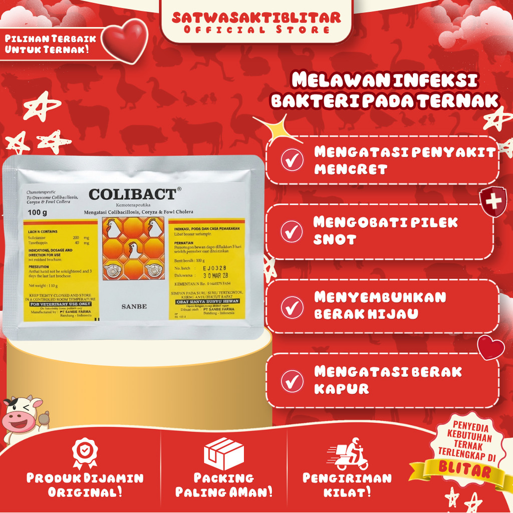 COLIBACT SERBUK 100 GRAM - Untuk Ayam Babi Colibacillosis Coryza Fowl Cholera