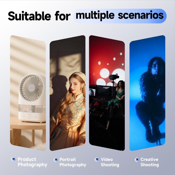 PHOTOOLEX QUANTUMN Zoom Gobo Projector III – Aksesori Lampu Proyeksi Kreatif, 20 Pola Cahaya, Magnet