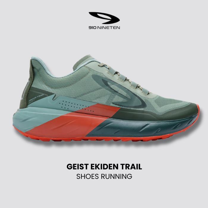 910 Nineten Geist Ekiden Trail - Hijau/Sage/Jingga - Sepatu Trail Running - 41