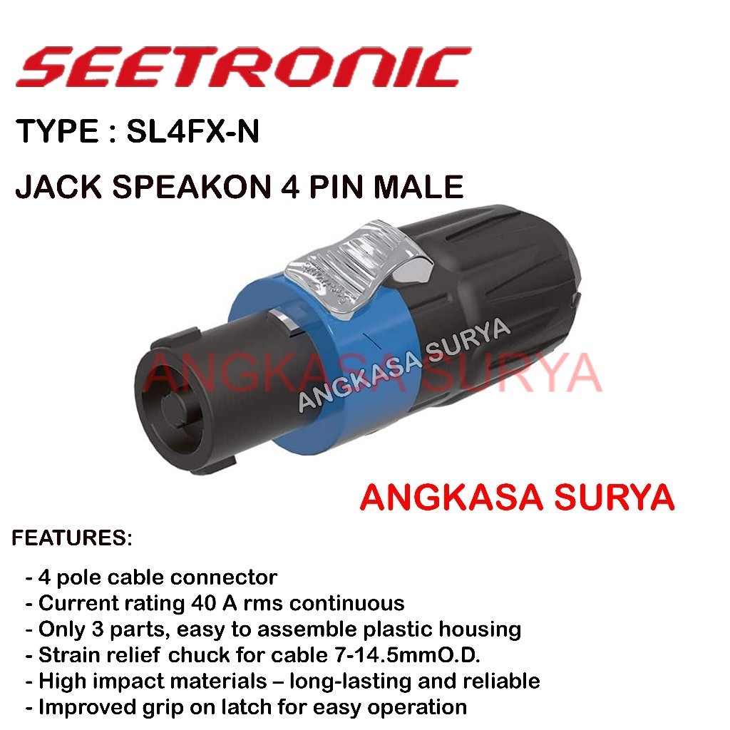 Jack Speakon Male SEETRONIC SL4FX-N Original / Jack Spikon 4 pin Seetronic SL4FXN