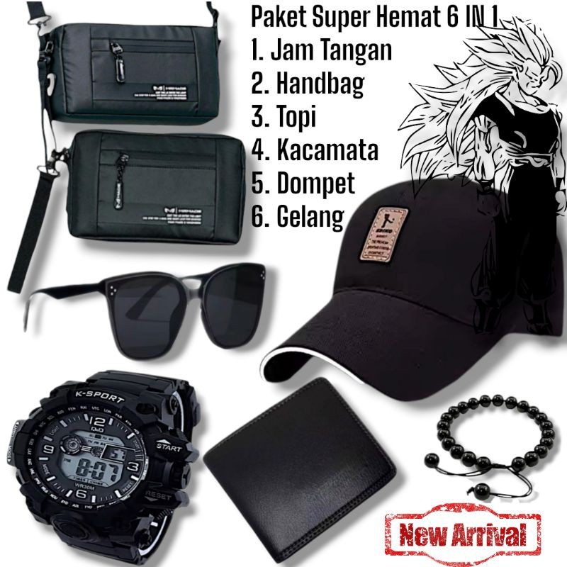 Jam Tangan Digital Sport Paket Bundling Buy 1 Get 6 Gratis Topi Baseball Ediko Hitam Distro Kacamata