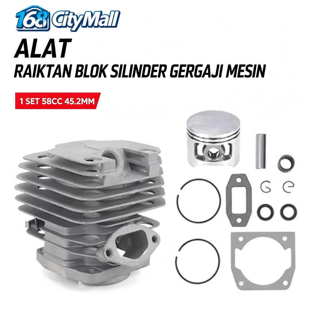 Cylinder Block Assy Komplit Blok Chainsaw 58cc/52cc+paking kop diameter 45.2mm Chainsaw komplit