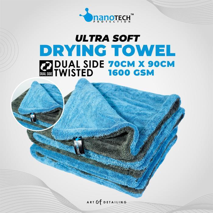 DRYING TOWEL 1600GSM 90X70 DUAL SIDE TWISTED - MICROFIBER HANDUK MOBIL - 700 GSM