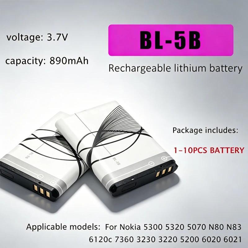 BL-5B 890mAh Battery for Nokia 5300 5320  5070 N80 N83 6120c 7360 3230 3220 5200 6020 6021 Rechargea