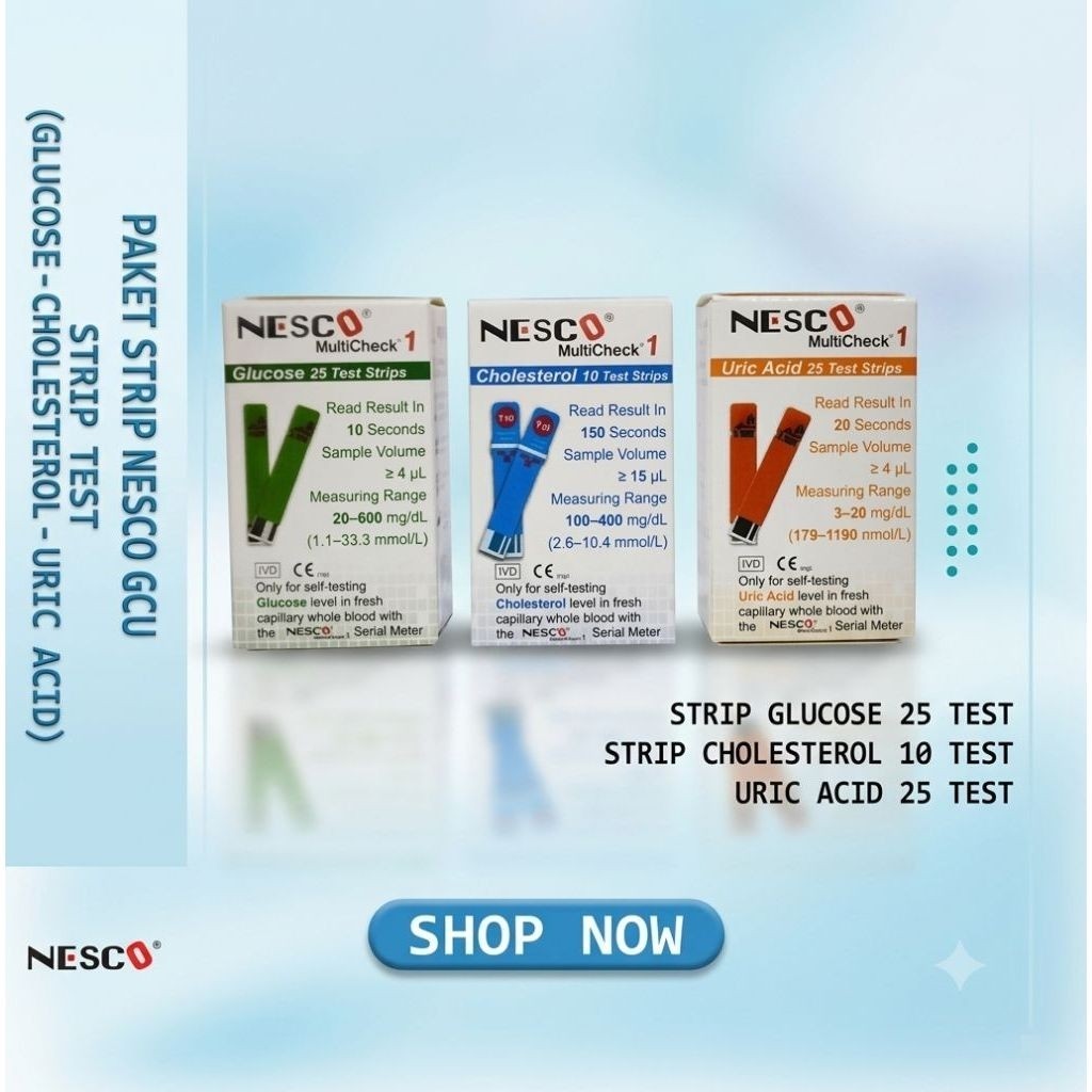 Strip Nesco Gula darah Stik Nesco / Asam Urat Nesco / Kolesterol nesco Strip / Uric Acid Nesco / Glu
