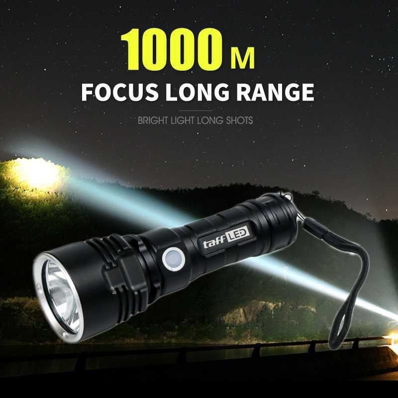 TaffLED Senter LED XML-L2 USB Rechargeable Long Range 25W 1000 Lumens - XML-L2 - Tinari