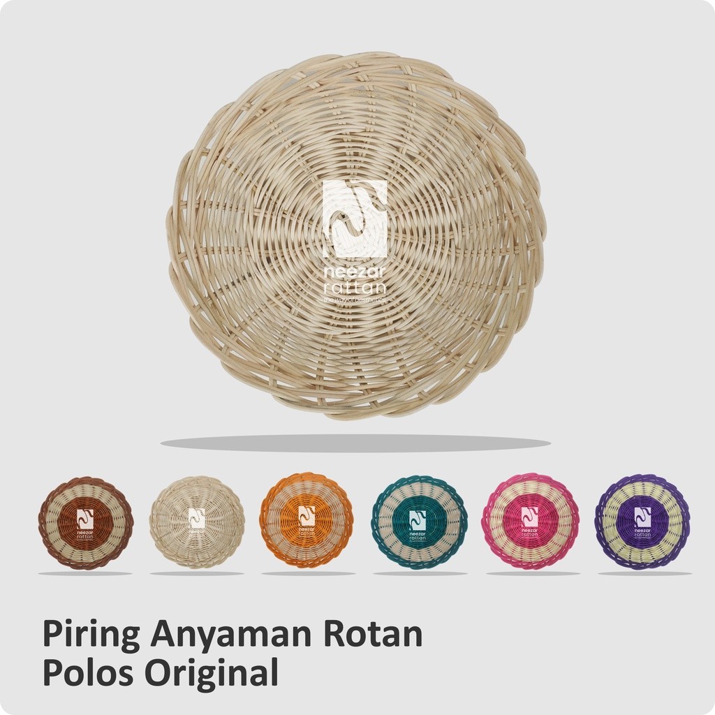 Piring Makan anyaman Rotan cantik warna asli Unik cekung kecil Saji Set bulat beli Cirebon harga
