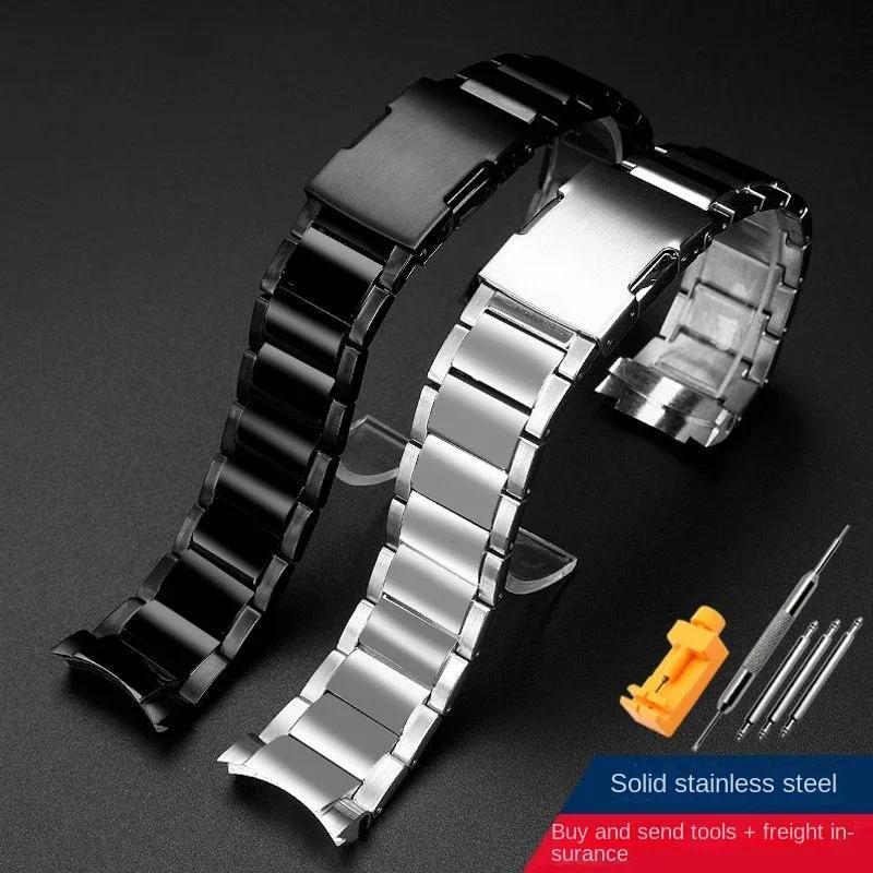 For Casio metal steel strip EQB-500/EQB-501/EQB-800 EQB-800BL Solid curved End Watchband 22mm men's 