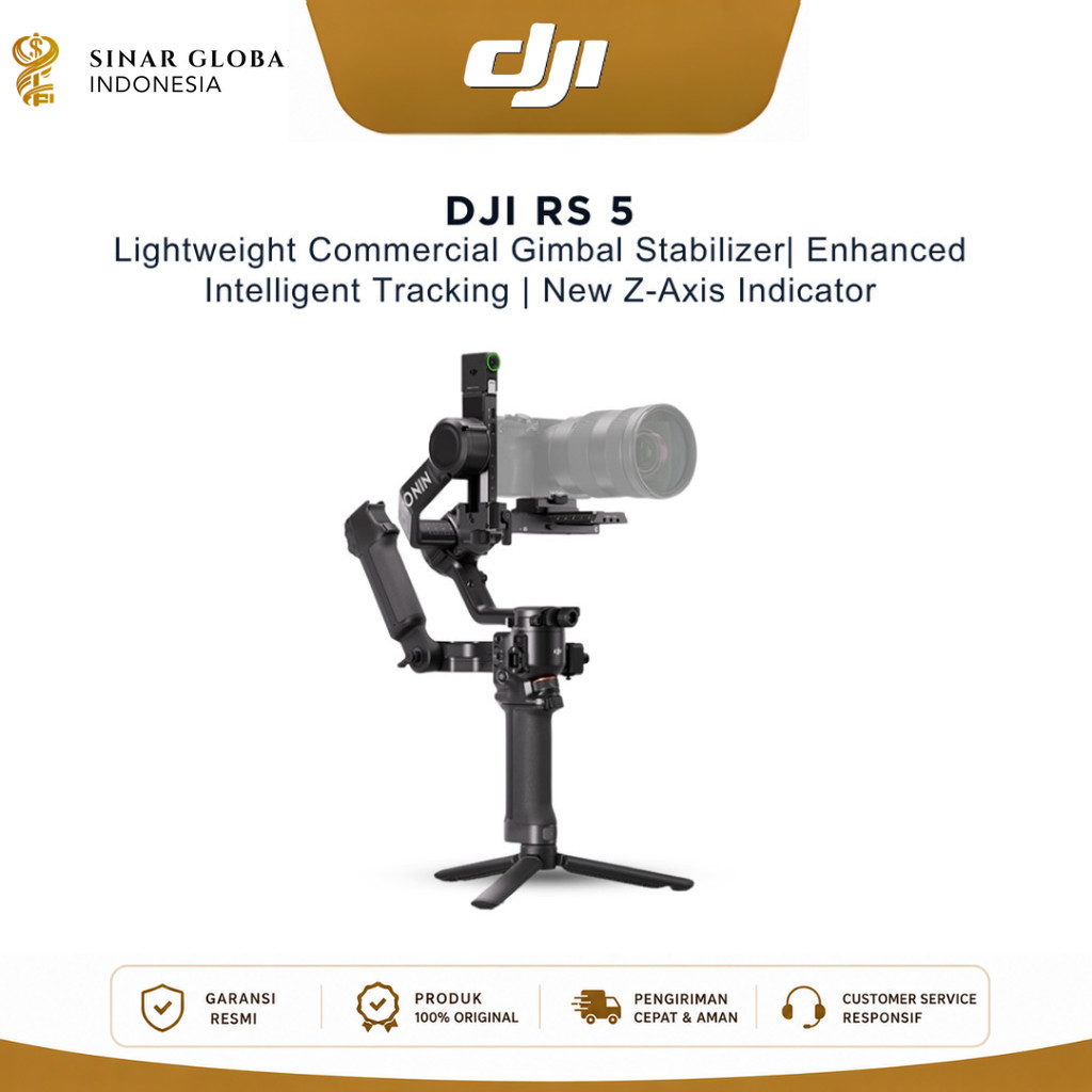 DJI RS 5 - Lightweight Commercial Gimbal Stabilizer| Enhanced Intelligent Tracking | New Z-Axis Indi