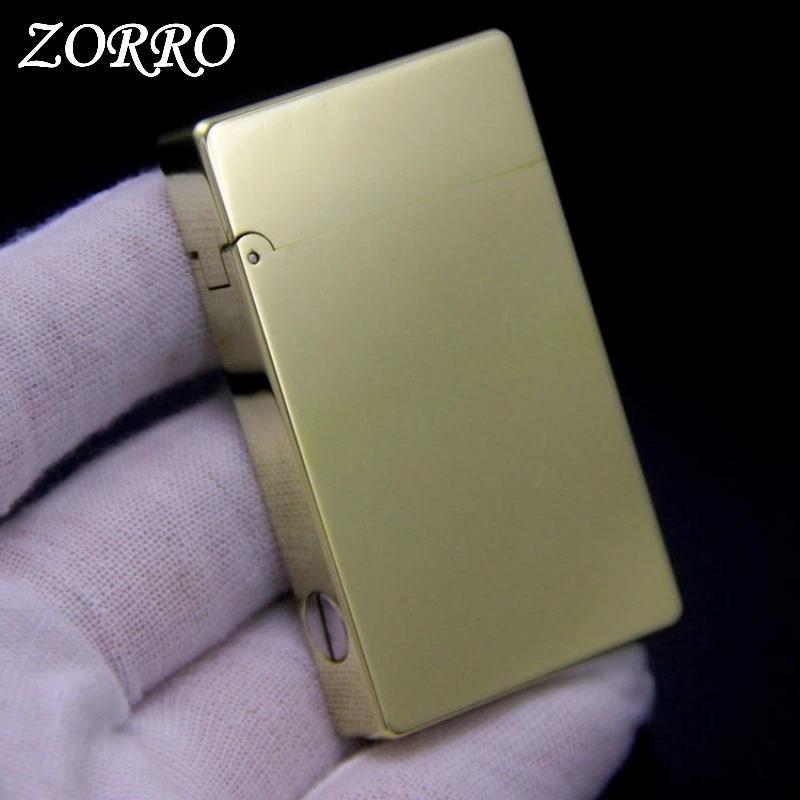 Zorro Brass Kerosine Loud Sound Lighter, Model 799 Plain Slim Lighter, Premium Gift for Men  Accesso