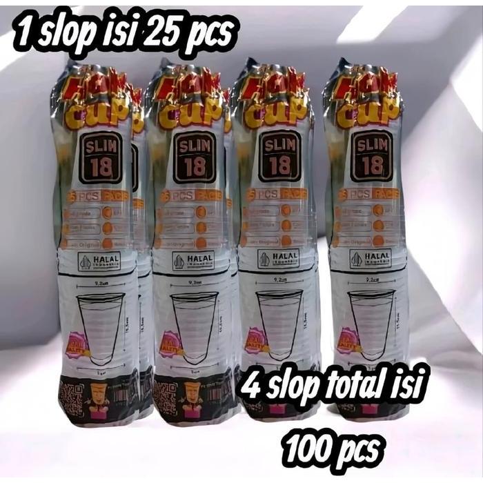 NEWGelas Plastik HOK Cup 18oz Bening Tanpa Tutup - Isi 100Pcs