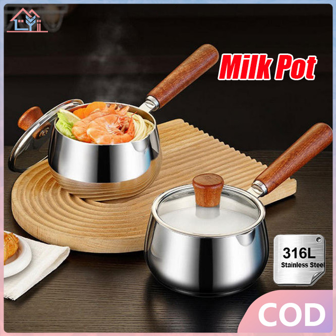 【COD】 Panci Mie Premium Panci Susu 316L Stainless Steel Anti Lengket Bahan Tebal Panci Mie Rebus Foo