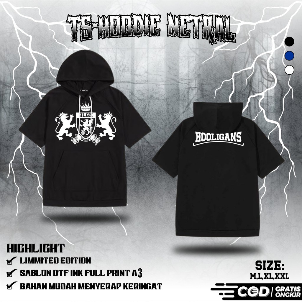 Ts-HOODIE NETRAL HOOLIGANS HLGN SOCIETY MOTIF SINGA TS HOODIE NETRAL TERBARU - TS HOODIE NETRAL BROT