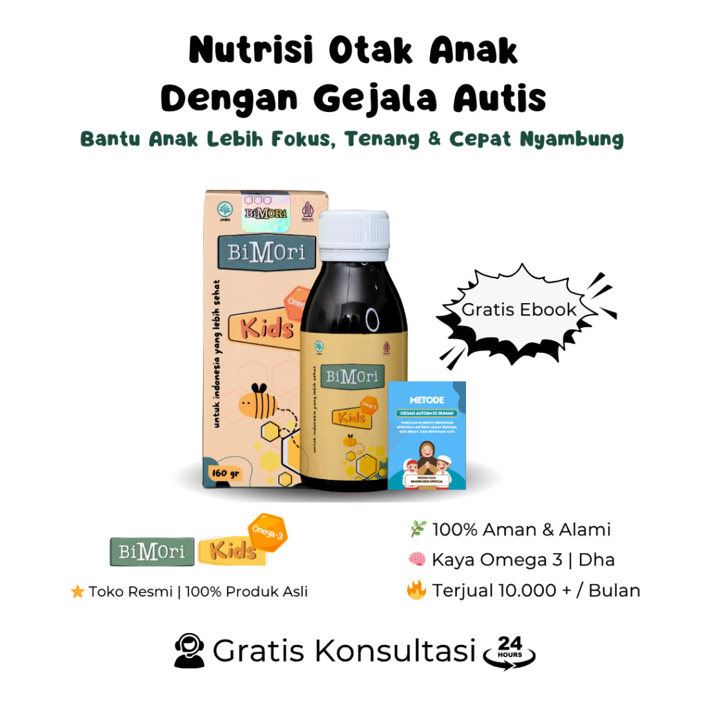 Bimori Kids Herbal Obat Autis Hiperaktif Multivitamin Kecerdasan Daya Ingat & Atasi Speech Delay