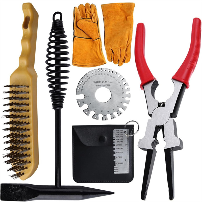 A20F-6PCS Welding Slag Removal Tool Set MIG Welding Pliers Set With Metal Plate Thickness Gauge Weld