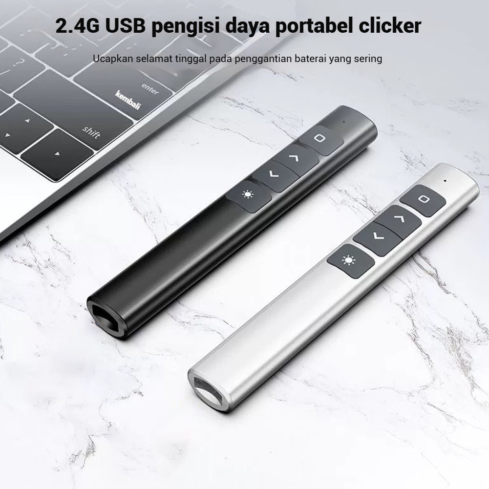 Kliker Sekolah Portabel USB Pengisian Ulang, Chip 2.4G untuk Kantor